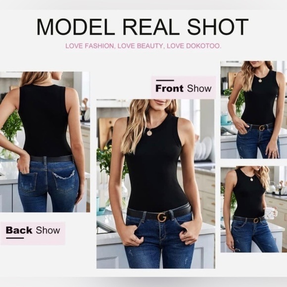 Ribbed Thick Strap Low Cut Tight Slim Fitted Sporty Workout Tank Tops Sz S - Picture 3 of 5